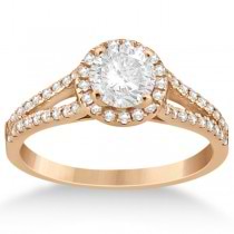 Angels Halo Diamond Engagement Ring & Wedding Band 18k Rose Gold