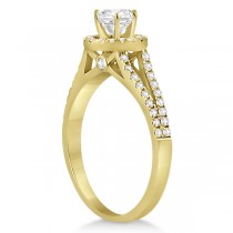 Angels Halo Diamond Engagement Ring & Wedding Band 18k Yellow Gold