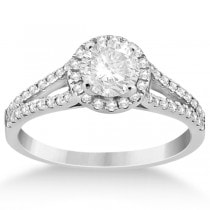 Angels Halo Pave Set Diamond Engagement Ring & Wedding Band Palladium