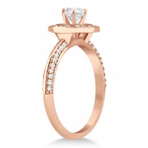 Knife Edge Halo Diamond Engagement Ring Setting 14k Rose Gold (0.36ct)