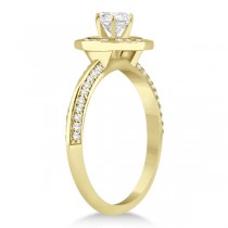 Knife Edge Halo Diamond Engagement Ring Setting 14k Y. Gold (0.36ct)