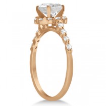 Halo Diamond Engagement Ring & Wedding Band 14K Rose Gold (0.56ct)
