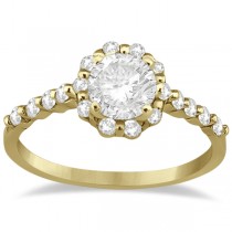 Halo Diamond Engagement Ring & Wedding Band 14K Yellow Gold (0.56ct)