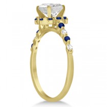 Diamond and Sapphire Halo Engagement Ring 14K Yellow Gold (0.64ct)
