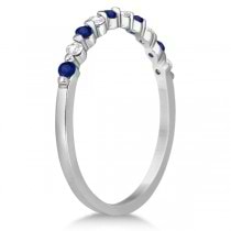 Diamond and Blue Sapphire Stackable Ring Band 14K White Gold (0.30ct)