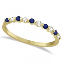 Diamond and Blue Sapphire Wedding Band 14K Yellow Gold (0.30ct)