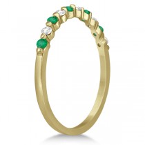 Diamond and Emerald Engagement Ring Bridal Set 14K Yellow Gold (0.94ct)