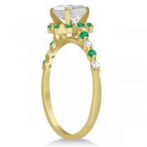Diamond and Emerald Engagement Ring Bridal Set 18K Yellow Gold (0.94ct)