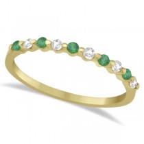 Diamond and Emerald Engagement Ring Bridal Set 18K Yellow Gold (0.94ct)