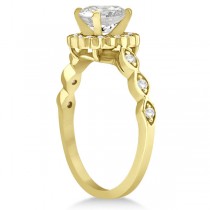 Floral Halo Diamond Marquise Engagement Ring 18k Yellow Gold (0.24ct)