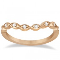 Floral Diamond Halo Bridal Set Ring & Band 18k Rose Gold (0.36ct)