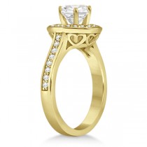 Carved Heart Halo Diamond Engagement Ring 14k Yellow Gold (0.31ct)