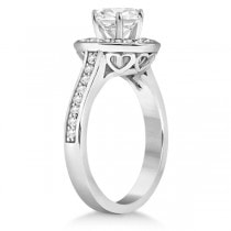 Carved Heart Pave Set Halo Diamond Engagement Ring Palladium (0.31ct)
