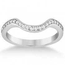 Carved Heart Diamond Engagement Ring & Band 14k White Gold (0.55ct)