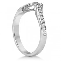 Carved Heart Diamond Engagement Ring & Band 14k White Gold (0.55ct)