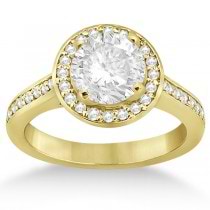 Carved Heart Diamond Engagement Ring & Band 14k Yellow Gold (0.55ct)