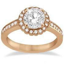 Modern Flower Halo Diamond Engagement Ring 18k Rose Gold (0.29ct)