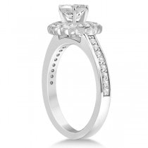 Modern Flower Halo Diamond Engagement Ring 18k White Gold (0.29ct)