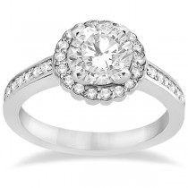 Modern Flower Halo Diamond Engagement Ring Setting Palladium (0.29ct)