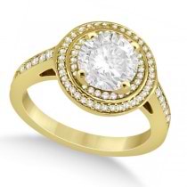 Cathedral Double Halo Engagement Ring 14k Yellow Gold (0.37ct)