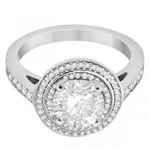 Cathedral Double Halo Engagement Ring 18k White Gold (0.37ct)
