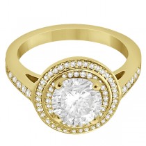 Cathedral Double Halo Engagement Ring 18k Yellow Gold (0.37ct)