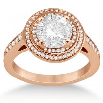 Double Halo Engagement Ring & Wedding Band 14k Rose Gold (0.67ct)