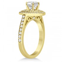 Double Halo Engagement Ring & Wedding Band 14k Yellow Gold (0.67ct)