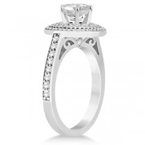 Double Halo Engagement Ring & Wedding Band 18k White Gold (0.67ct)