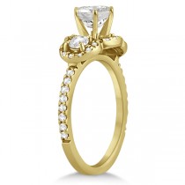 Diamond Halo Three Stone Engagement Ring 18K Yellow Gold (0.60ct)