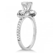 Diamond Halo Three Stone Ring & Band Bridal Set 18K White Gold (0.85ct)