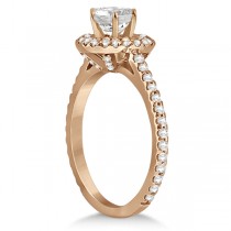 Micro-Pave Halo Diamond Eternity Engagement Ring 14K Rose Gold (0.51ct)