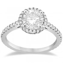 Micro Pave Halo Diamond Eternity Engagement Ring 14K White Gold (0.51ct)