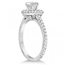 Micro Pave Halo Diamond Eternity Engagement Ring 14K White Gold (0.51ct)