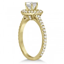 Micro-Pave Halo Diamond Eternity Engagement Ring 14K Yellow Gold (0.51ct)