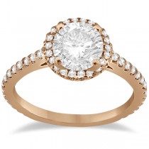 Micro-Pave Halo Diamond Eternity Engagement Ring 18K Rose Gold (0.51ct)