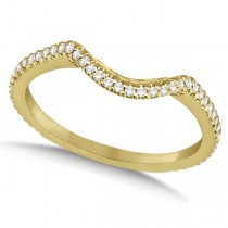 Diamond Contoured Wedding Ring Curved 14K Yellow Gold (0.24ct)