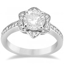 Halo Diamond Star Engagement Ring Setting 14K White Gold (0.27ct)