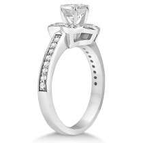 Halo Diamond Star Engagement Ring Setting 14K White Gold (0.27ct)