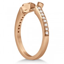 Halo Diamond Star Engagement Ring Wedding Set 14K Rose Gold (0.48ct)