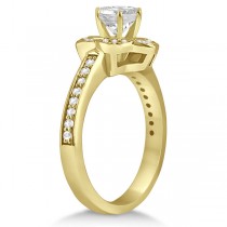 Halo Diamond Star Engagement Ring Wedding Set 14K Yellow Gold (0.48ct)