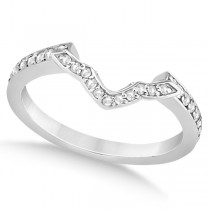 Curved Diamond Pave Wedding Band 14K White Gold (0.21ct)