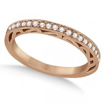 Carved Semi-Eternity Diamond Wedding Ring 18K Rose Gold (0.22ct)