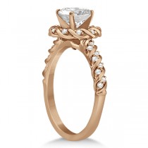 Diamond Halo Rope Engagement Ring Setting 14k Rose Gold (0.27ct)