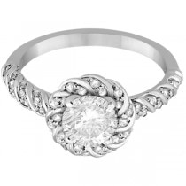 Diamond Halo Rope Engagement Ring Setting 14k White Gold (0.27ct)