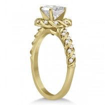 Diamond Halo Rope Engagement Ring Setting 14k Yellow Gold (0.27ct)