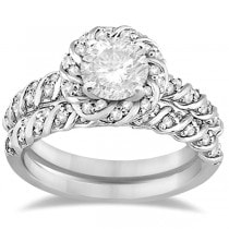 Diamond Rope Halo Engagement Ring with Band 14k White Gold (0.44ct)