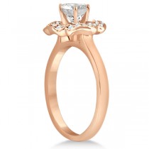Halo Diamond Flower Engagement Ring Setting 14k Rose Gold (0.30ct)