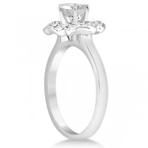 Halo Diamond Floral Engagement Ring and Band 14k White Gold (0.48ct)