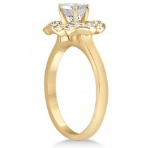 Halo Diamond Floral Engagement Ring and Band 14k Yellow Gold (0.48ct)